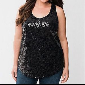 Lane Bryant Black Sequins Tank - 18/20